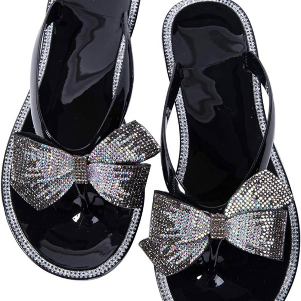 NWOT - Flip Flops with Rhinestones and Bows. - Picture 2 of 5